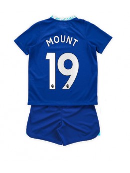 Chelsea Mason Mount #19 Heimtrikotsatz für Kinder 2022-23 Kurzarm (+ Kurze Hosen)